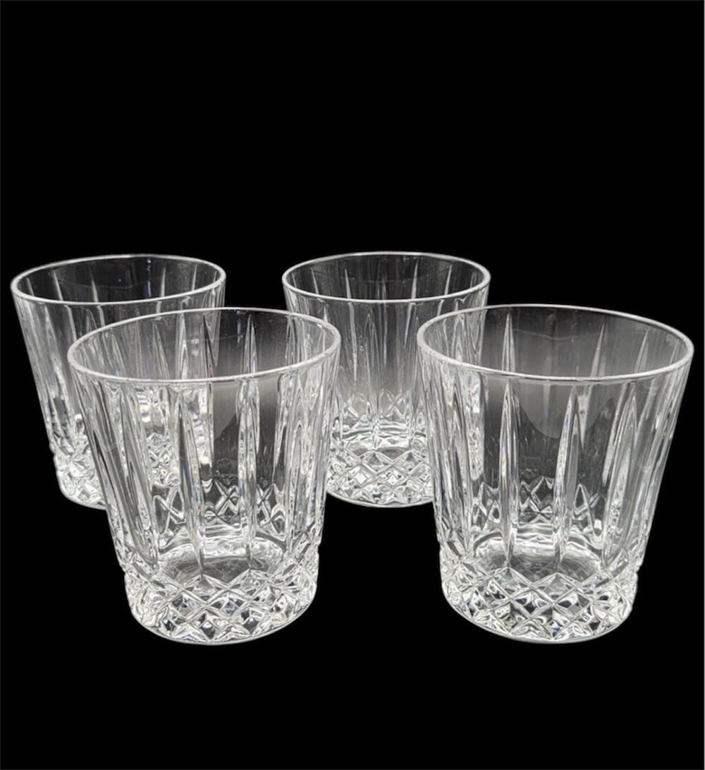 4 Wedgwood Crystal Double Old Fashioned Whiskey Rocks Glasses WWC4 Barware Vtg
